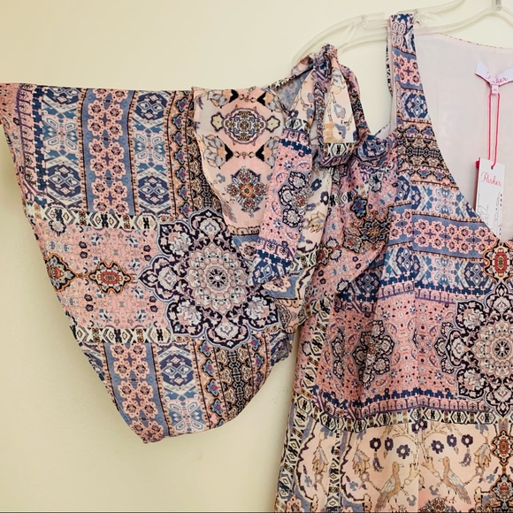 NWT PARKER Pink Cold Shoulder Mini Shift Dress XS - Picture 7 of 11